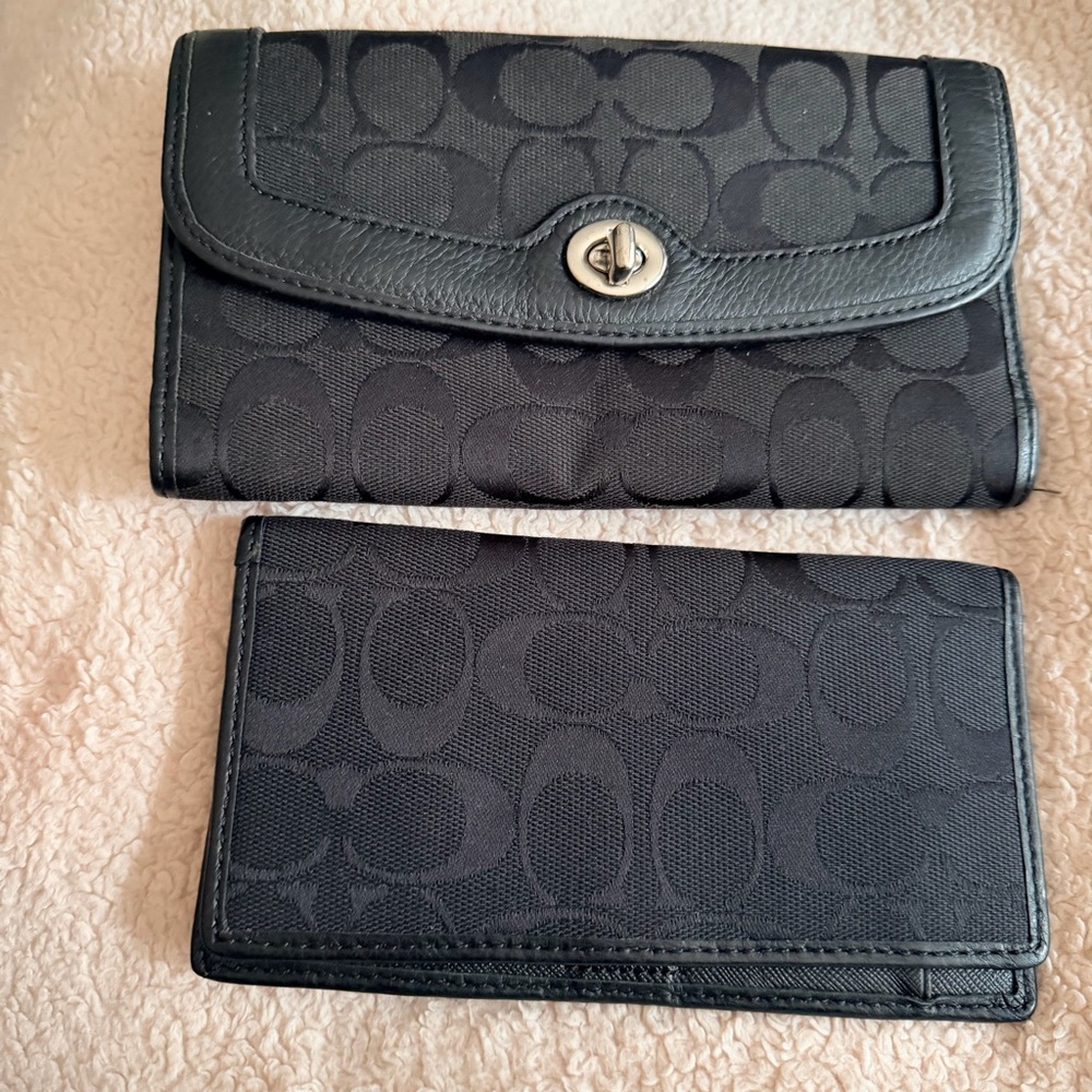 Coach Black Signature Wallet Set